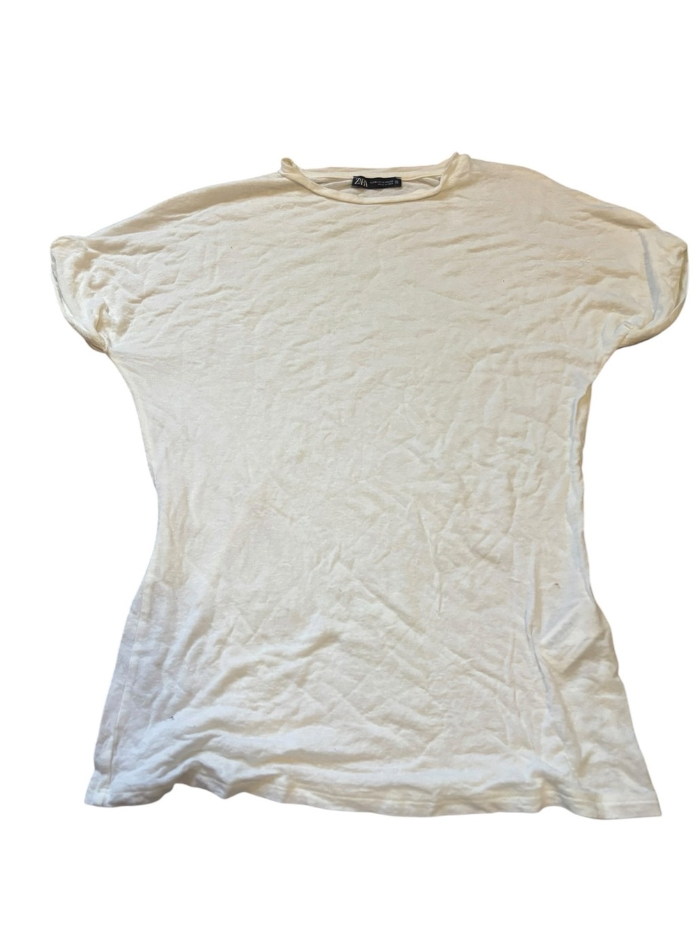 Zara Cream Short Sleeve Crewneck Tee